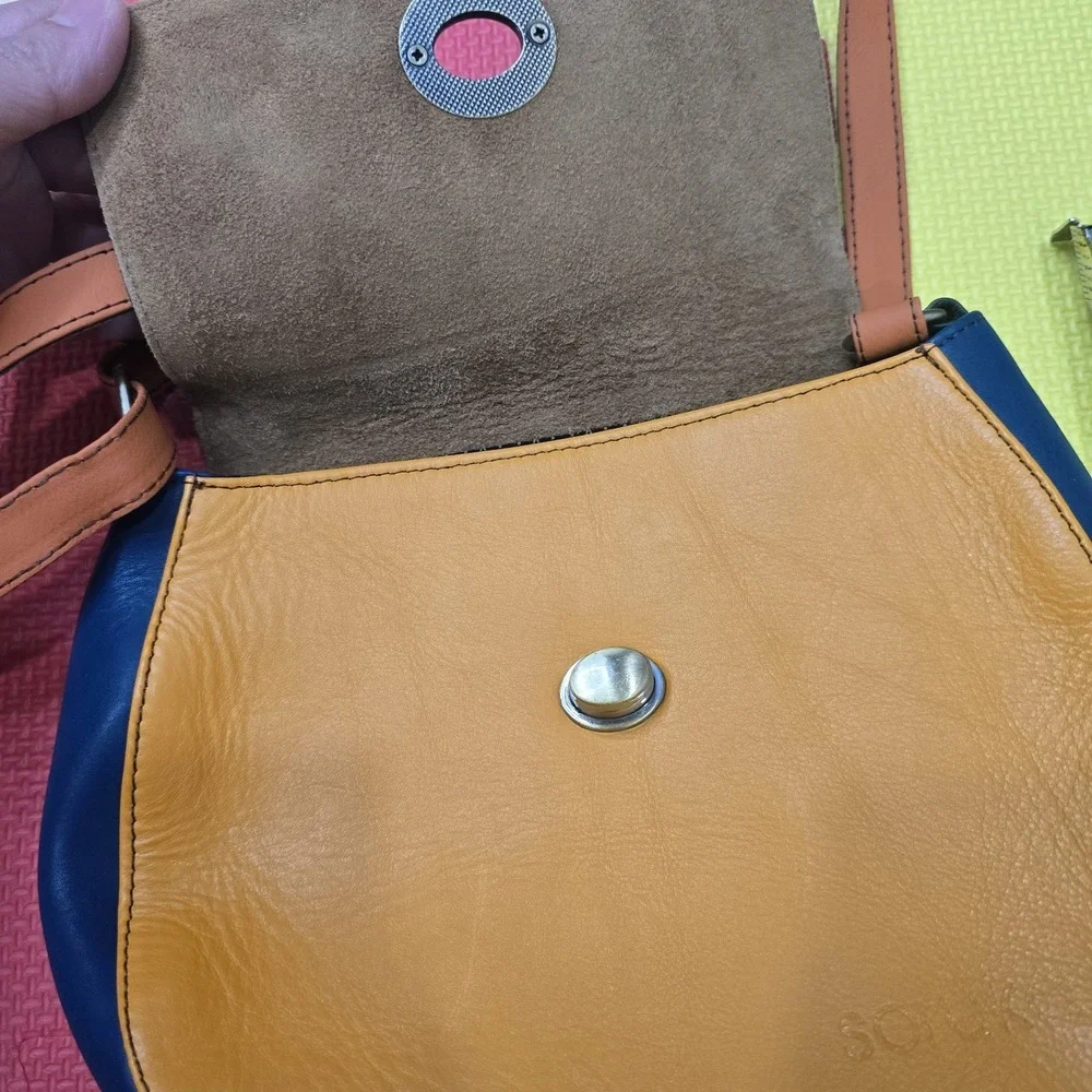 Soruka Recycled Leather Crossbody Bag Multicolor Handcrafted One of a Kind Purse